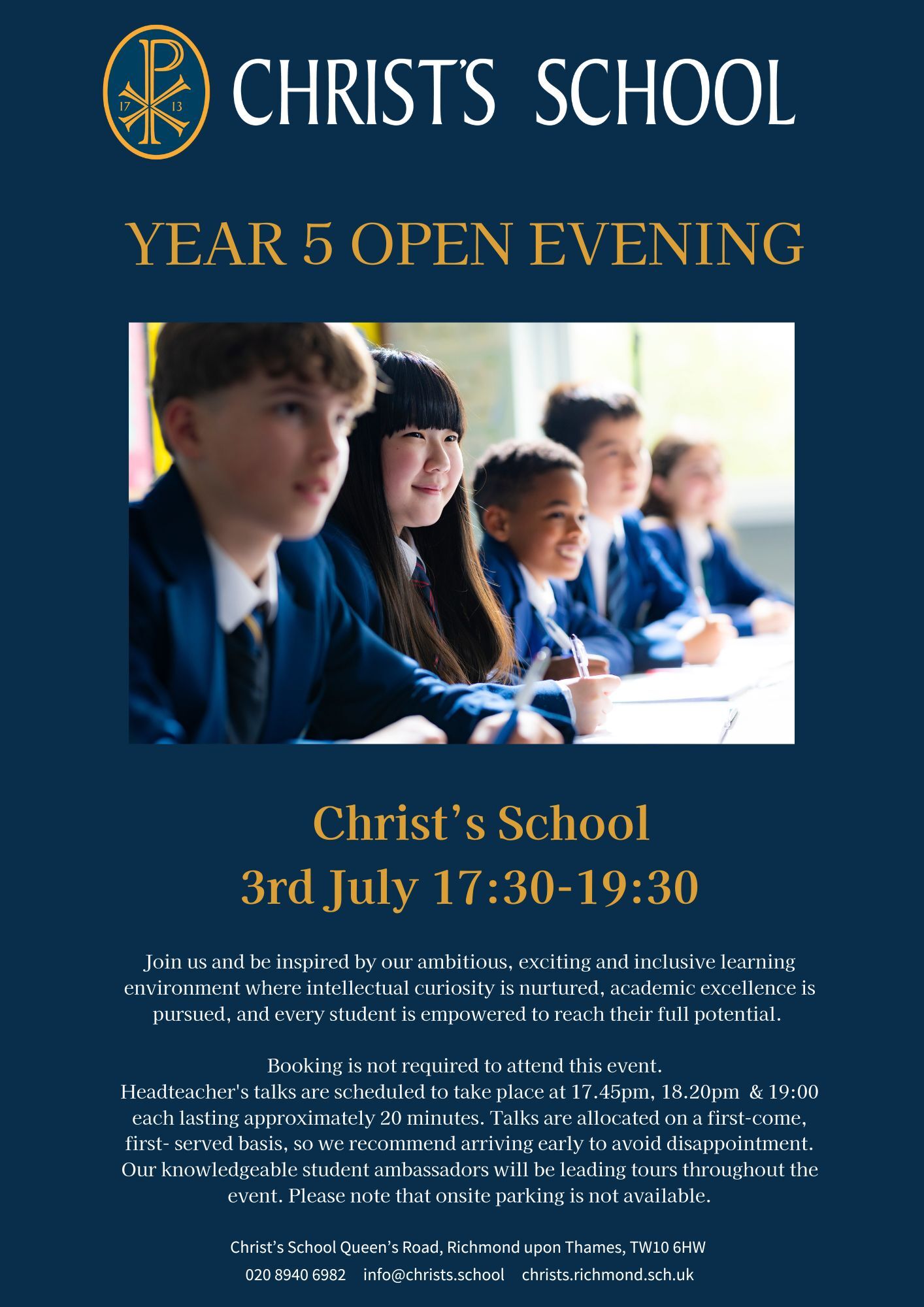 Christs school open evening flyer